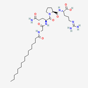 2D chemical structure of VinPep-TAC (Palmitoyl tetrapeptide-7)